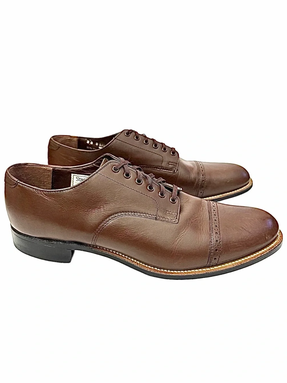 Vintage Stacy Adams Brown Leather Oxford Dress Shoes 8.5 D Classic